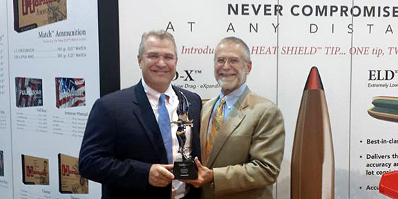 Jason and Steve Hornady accepting the 2015 Manufacturer of the Year award